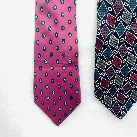 Lot of 2 Christian Dior Necktie All Silk Pink USA/ Bugatti 100% Silk - Picture 12 of 14
